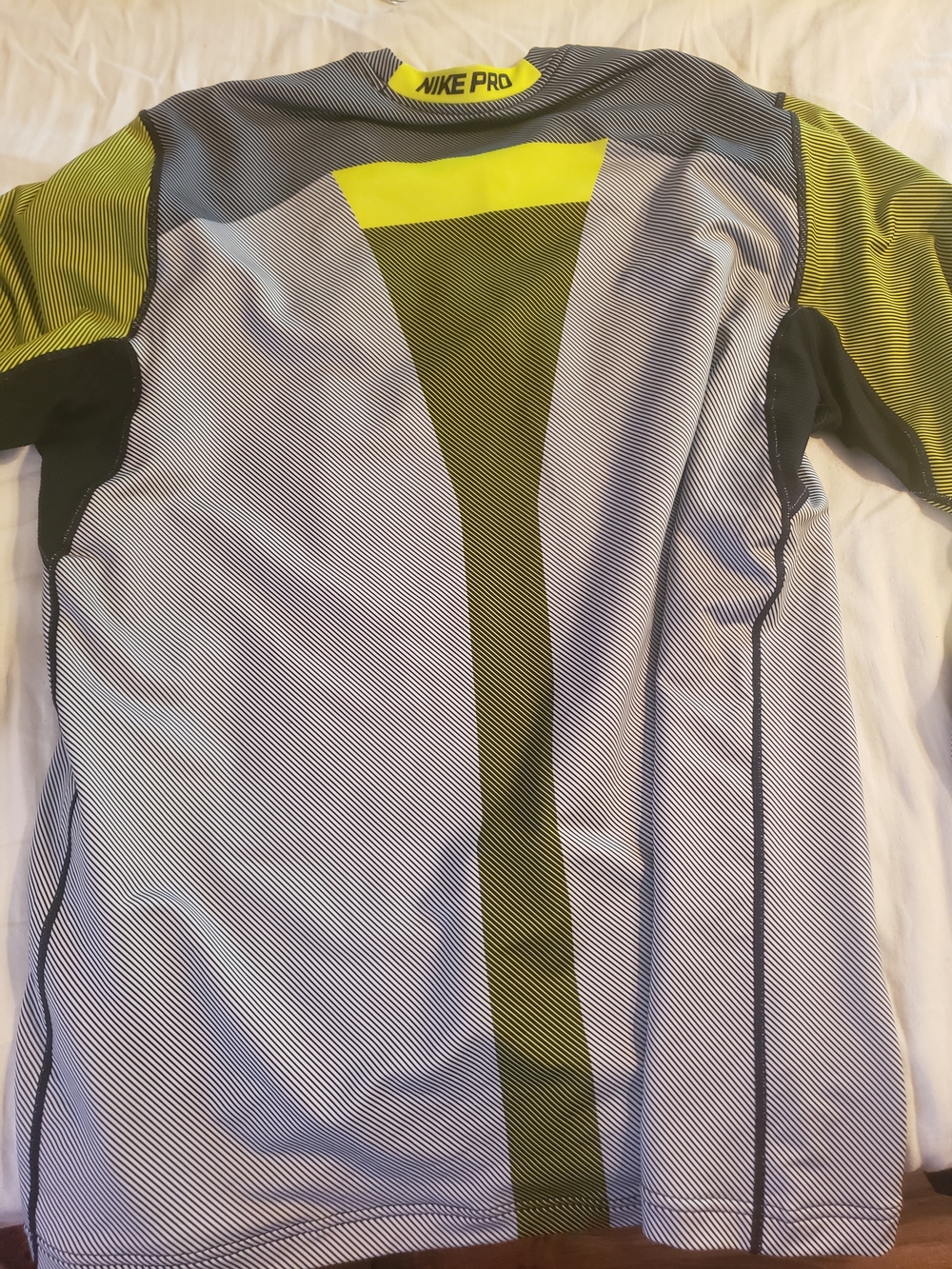 Nike Men's Long Sleeve Training Top — Gray with Neon Yellow Accents - Picture 5 of 7